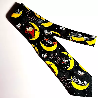 Vintage Looney Tunes Mania Halloween Tie Cartoon Characters In Costume • $15.97