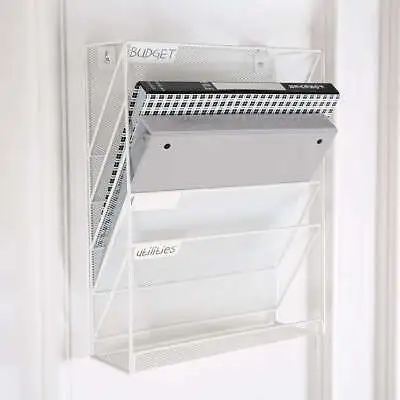 White Magazine Rack 5 Slot Hanging Document Filing System Magazine Holders • $37.99