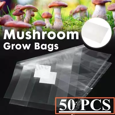 50PCS PVC Mushroom Spawn Grow Bag Substrate High Temp Pre Sealable 5'' X 20'' • $22.22