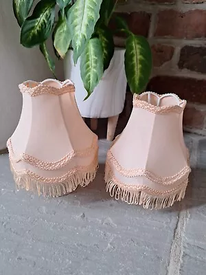 Pair Of Stunning Dusky Pink Vintage French Style Wall Light Shades Clip On Bulb  • £35