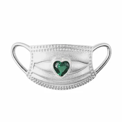 $39.99 • Buy Birthday Women 925 Silver Green Cubic Zirconia CZ Mask Heart Pendant Charm