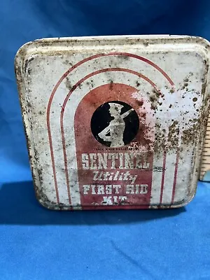 Vintage Sentinel  Utility First Aid Kit Tin Box With Medical Supplies USA • $16