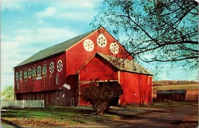 Hex Signs Red Barn Pennsylvania Dutch Country Vintage Chrome Postcard B7 • $6