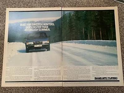 ULTRA RARE Modern Classic SAAB 900 APC TURBO CAR ADVERT Retro Man Cave 2 PAGES • $10.58