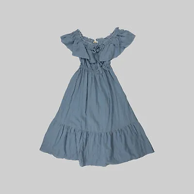 £12.99 • Buy Monsoon Womens Dress Check Jacquard Bardot Dress Blue Size UK S
