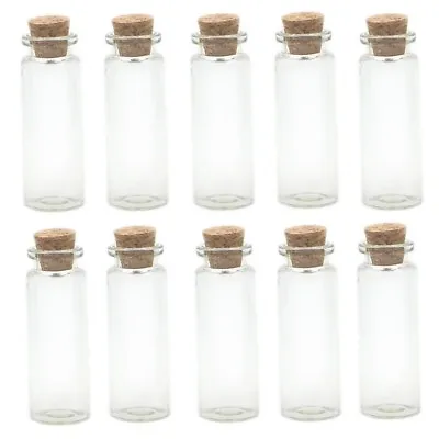 £2.99 • Buy 10 Miniature Glass Bottles | Vials With Cork Stopper | Storage | Pendant (1 ML) 