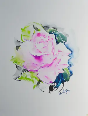$25 • Buy EUNTIQUE - Original Pink Rose Flower Painting By American Artist EUNTIQUE