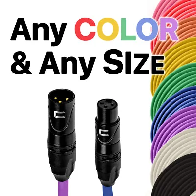 3 Pin XLR Male To Female Balanced Cable - Custom Length Color Microphone Cord  • $146.49