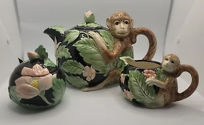 Fitz And Floyd Rainforest Monkey Tea Set Complete Perfect • $99