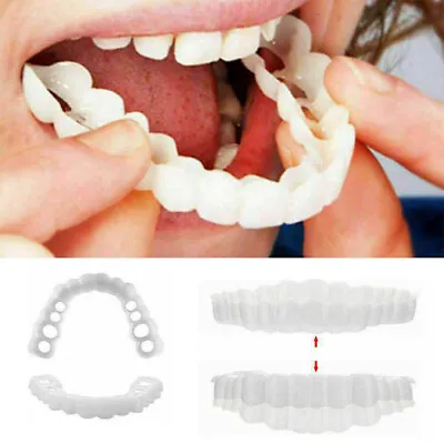 $10.59 • Buy Smile Snap On Upper＆Bottom Set False Teeth Dental Veneers Denture Tooth Cover US
