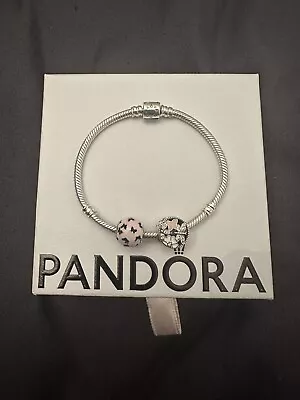 Pandora Snake Chain Bracelet With Charms 17cm • £22