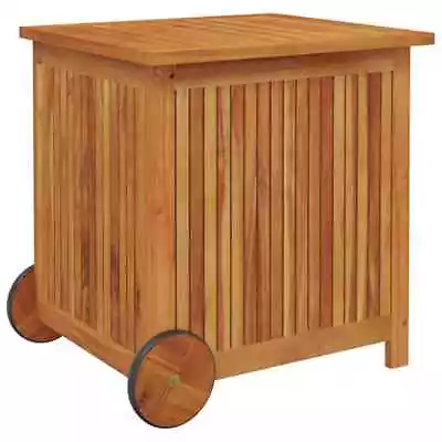 Outdoor Storage Box With Wheels Garden Patio Shed Tool Chest Solid Acacia Wood • $125.64