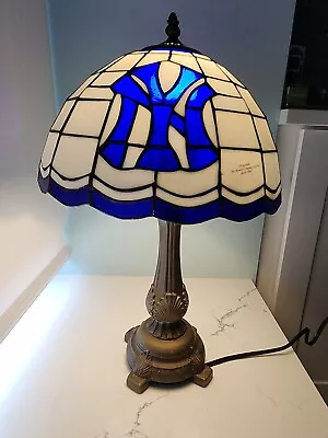 New York Yankees Tiffany Style Stained Glass Lamp 20  Tall Excellent Condition • $264