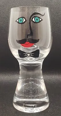 Vintage KRIFF Man Face With Mustache ART GLASS Drinking Glasses • $15