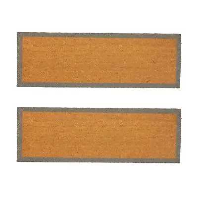 2x Coir Double Door Mats Indoor Outdoor Welcome Mats 120 X 40cm Grey Border • £19