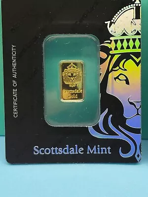 2 Grams Gold 9999 Fine Gold Scottsdale Mint Gold Bullion Bar Certi-lock • $167.50