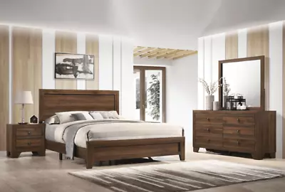 NEW 4PC Brown Rustic Queen King Twin Full Bedroom Set Modern Furniture Bed/D/M/N • $889.99