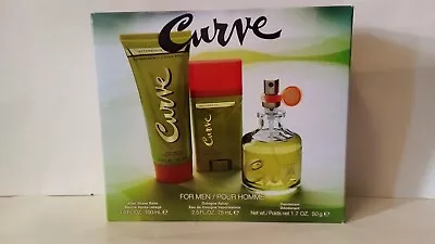 Curve Men's Eau De Cologne Spray 2.5 Oz Deodorant Aftershave Balm 3-Piece Set • $34.99