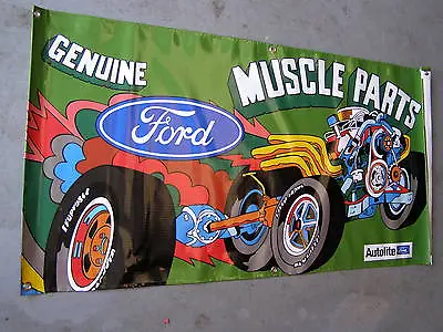 Nice New Ford Muscle Parts Vinyl Banner 4x2' Mustang Fairlane Torino Cobra GT • $109