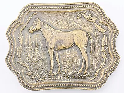 Quarter Horse Brass Plate Vintage Belt Buckle • $26