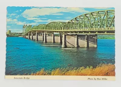 Interstate Bridge Columbia River Between Portland OR Vancouver WA Postcard 1969 • $6.49