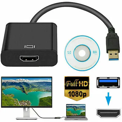 HD 1080P USB 3.0 To HDMI Video Cable Adapter For PC Laptop HDTV LCD TV Converter • $8.86