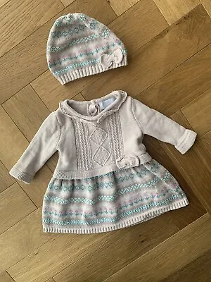 Maggie & Zoe Baby Girl Fair Isle Winter Dress & Hat 0-3 Months • £5