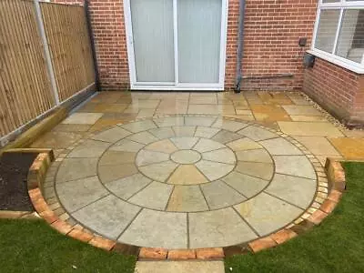 Yellow Indian Limestone 3m Circle – Like Sandstone Natural Paving Patios Slabs • £2.50