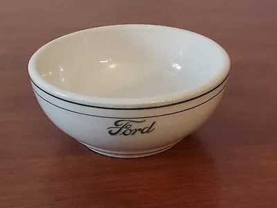 STERLING Vitrified China FORD MOTOR CO Green Banded Advertising CHILI BOWL • $50.01