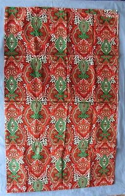 J Manes Co Medallion Paisley Fabric Red Green Brown Cotton 44  X 69  1.9 Yds NEW • $11.99