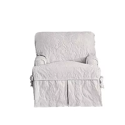 Matelasse Damask T-Chair Slipcover White - Sure Fit • $46.99