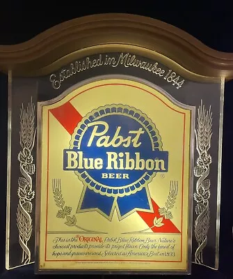 Vintage 1981 Pabst Blue Ribbon Crystal Heritage Acrylic Lighted Sign PBR Bar • $49.99