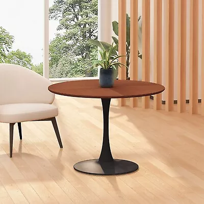 Modern Round Dining Table With Printed  Table Top And Metal Base • $323.48