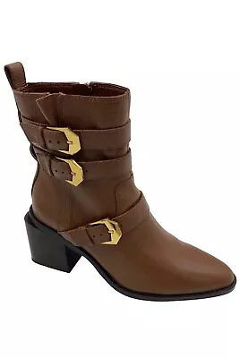 Vince Camuto Suede Buckle Mid-Shaft Boots Kempreea Cocoa Biscuit • $69.99