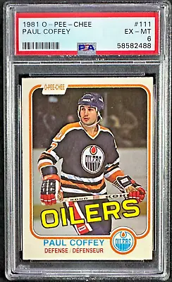 Paul Coffey RC 1981-82 O-Pee-Chee #111 Rookie OPC HOF Edmonton PSA 6 EX-MT • $178.41