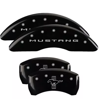 MGP Caliper Covers Set Of 4 Black Finish Silver Mustang / Bar & Pony (2015) • $289