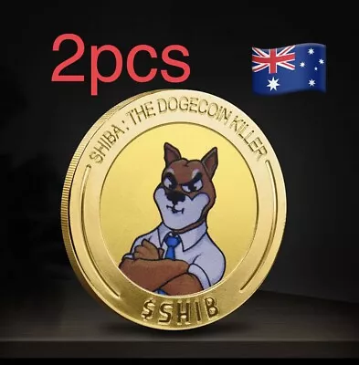 2 X Shiba Inu SHIB  Gold Plated Coin Like Bitcoin Aus Stock • $5.59