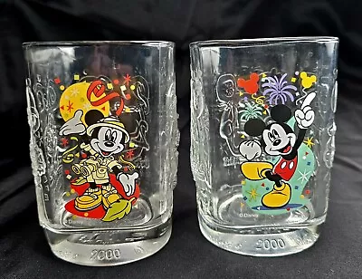 Set Of 2 McDonald's Disney 2000 Millennium Celebration Square Glasses Theme Park • $17