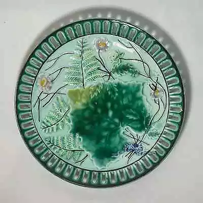 19th Century German Majolica Ferns Floral Reticulated Plate Schramberg  • $84