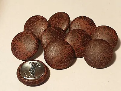 10 Upholstery Buttons In Antique Brown Faux Leather 20mm  • £6.99