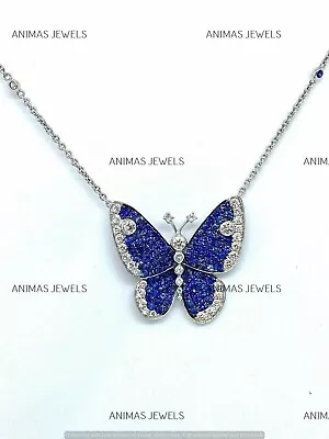 14K White Gold Plated 3 CT Round Cut Lab-Created Sapphire Butterfly Pendant 18  • $100.29