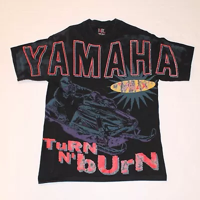 VTG 90s YAMAHA Snowmobile VMax Turn N Burn Racing Single Stitch T Shirt L Men's • $64.99