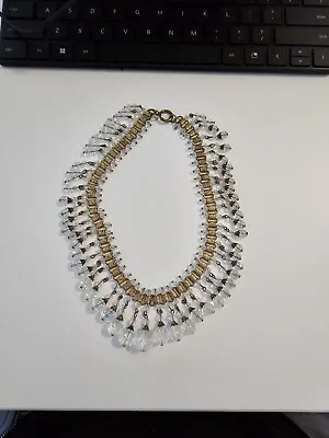 Vintage Miriam Haskell Bookchain Bib Necklace Clear Glass Crystal Unsigned 15  • $325