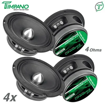 4x Timpano TPT-MR6-4 BULLET 6.5  Pro Audio Car Speakers 250 Watts Midrange 4 Ohm • $119.80