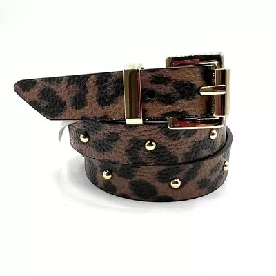 Michael Kors Studded Leopard Leather Belt - Chocolate - S • $19.99