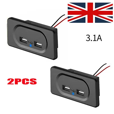 2 X 12v Short Line Dual 2 USB Socket Module Charger Campervan Caravan Motorhome • £9.99