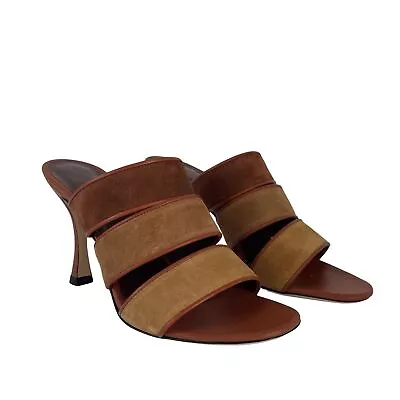 $116.99 • Buy NWT STAUD Sonny Sandal Tan Multi Open Toe Suede Slip On Mule Shoe Women 11
