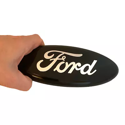 Ford Logo Emblem: Premium 7   Silver On Full Black Oval Chrome Logo For Grille • $24.95