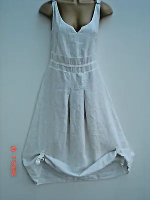 James Lakeland Made In Italy White Linen Quirky Hitched Dress Size Eu 44 • £14.99