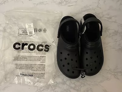 NEW Crocs CLASSIC LINED Clog Unisex MENs WOMENs 15m Fur Slip On Black U • $42.29